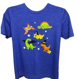 INSTANT MESSAGE Youth L Royal Blue Short Sleeve Halloween Fall T-Shirt